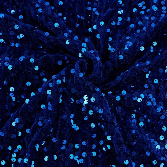 3m/3.3 Yards Velvet Sequin Fabric Dark Blue Glitter Fabric 59~64.2 inch Wide Polyester Mesh Fabric Material Fabric Sequin Stretch Fabric Sequins Fabric Sewing for DIY Craft Clothes Decoration