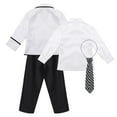 thumbnail image 2 of YONGHS Boys Girls Japanese Korean School Uniform Long Sleeves Shirt Blazer Suit with Mini Skirt Pants Tie Boys White 7-8, 2 of 7