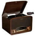 thumbnail image 1 of Electrohome Kingston 7-in-1 Vintage Vinyl Record Player Stereo System - 3-Speed Turntable Bluetooth AM/FM Radio CD Aux In RCA/Headphone Out Vinyl/CD to MP3 Recording & USB Playback w/ 32GB USB Drive, 1 of 8