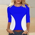 thumbnail image 4 of Camisetas de Manga 3/4 para Mujeres Impresas de Cuello Redondo Top de Moda Casual, Mezcla de Poliéster 95% 5% de Spandex para el Hogar Y el Uso Diario, 4 of 9
