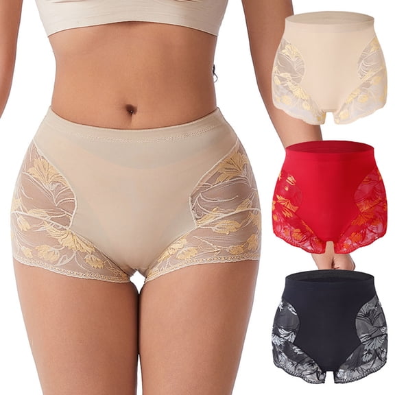 Idoravan Womens Shapewear Underwear Butt Lift Women's Large Lace High Waist Tummy Pants Shaping Breathable Bottom Hip Shorts Body-Shaping Underwear