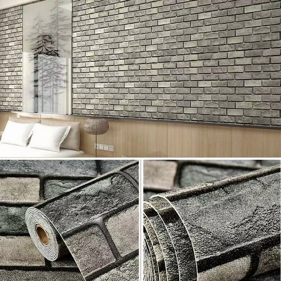 Peel and Stick Wallpaper for Old Furniture Self Adhesive and Removable 19.6 inch x 110 inch Contact Paper Easy to Apply，Vintage Gray Tile