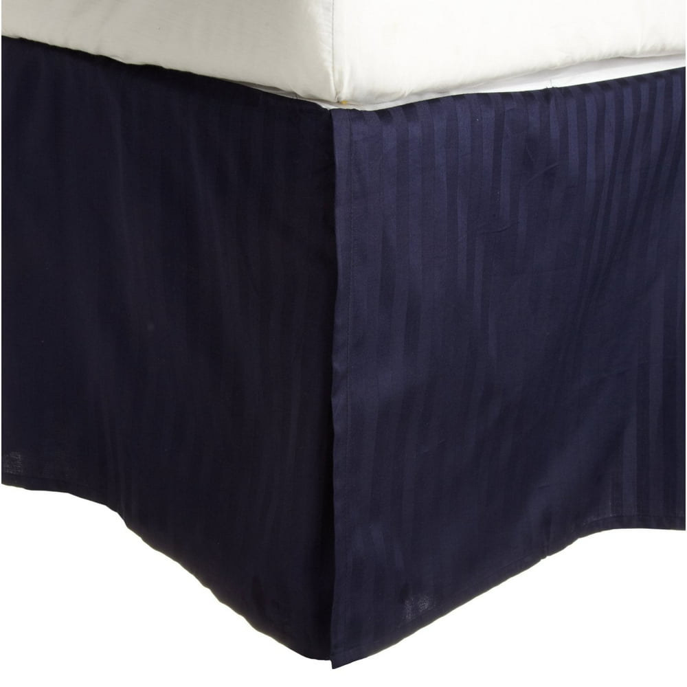 100 Egyptian Cotton Chic Solid Bed Skirt with Split Corners Navy Blue