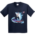 thumbnail image 3 of Inktastic Fourth of July Shark Surfing Youth T-Shirt, 3 of 5