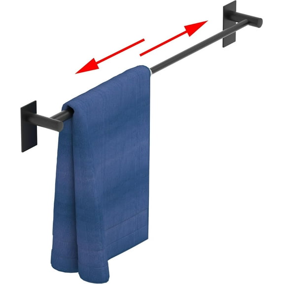ThrottleT-Adhesive Adjustable Towel Bar, Economical Self Stick Towel Holders, Towel Rod Size from 12 Inch to 22 Inch Single Towel Racks, Towel Hanger Hook for Kitchen(1 Pack Matte Black)