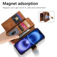 thumbnail image 2 of Compatible with Magsafe, Magnetic 2 in 1 Detachable Wallet Case for iPhone 11, with Credit Card Slots Men Women, PU Leather RFID Blocking Flip Kickstand with Finger Ring, Brown, 2 of 11
