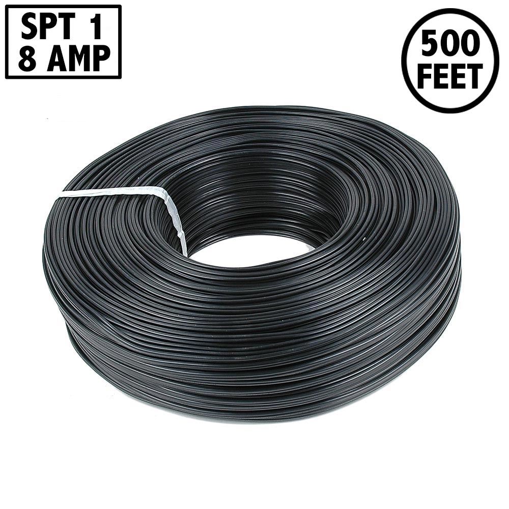 Novelty Lights 500' Black SPT-1 Zip Extension Cord Wire Spool, Make Custom Extension Cord, 18 AWG Wire