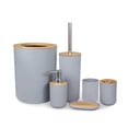 thumbnail image 3 of Juego De Baño De Madera De Bambú, Soporte Para Cepillo De Dientes, Jabonera, Bote De Basura, Recipiente Para Cepillo De Baño, Taza Para Enjuague Bucal, Botella De Loción Cateissary HA015701-00, 3 of 7