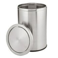 thumbnail image 6 of mDesign Small Round Metal 4.8 Gal. Covered Bathroom Swing Lid Trash Can, Brushed, 6 of 7