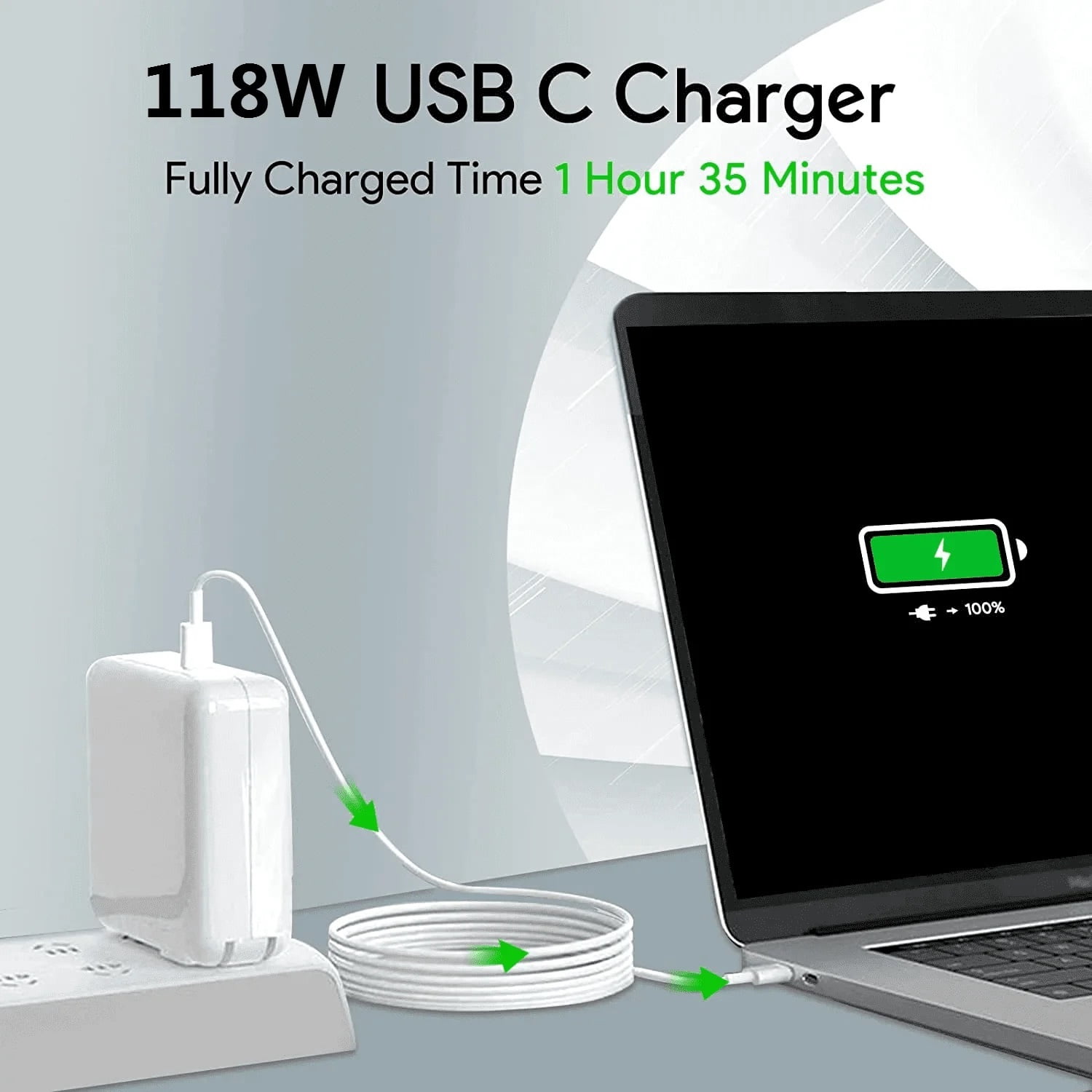 118W USB C Fast Charger Laptop Charger Compatible with All USB C Charge Device, Include Charge Cable (6.6ft/2m)