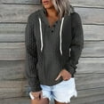 thumbnail image 2 of Womens Waffle Cable Knit Hoodie Sweaters Loose Fit Buttons Plain Pullover Hooded Sweatshirts Plus Size Tops S-5XL (4X-Large, Gray), 2 of 6
