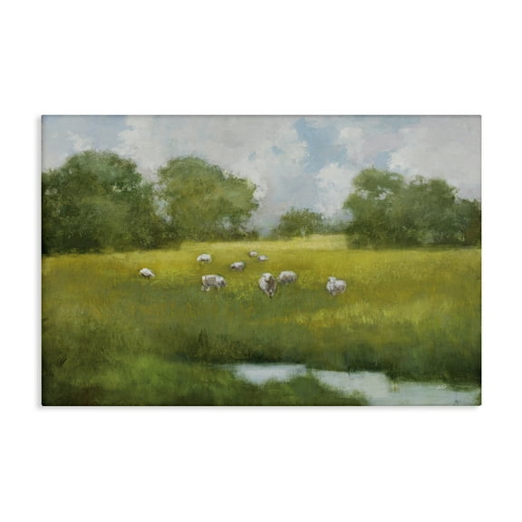 Stupell Industries Sun Grazing Sheep Landscape & Nature Painting Wrapped Canvas Art Print Wall Art, 24 x 16
