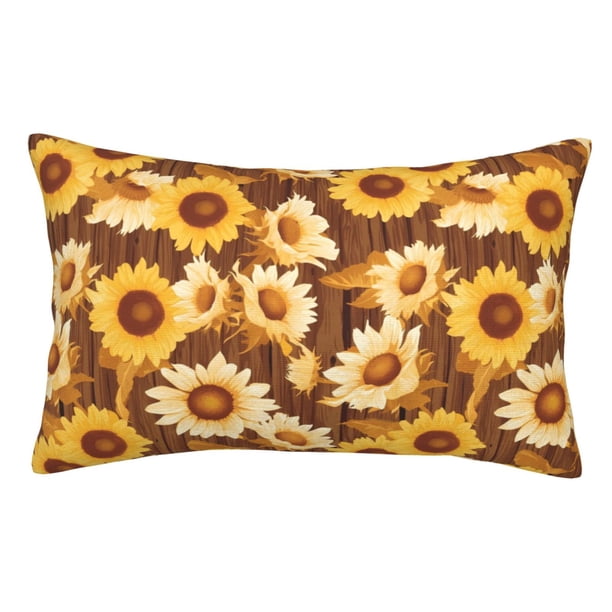 Balery Vintage Wood Grain Sunflower B Funda de Cojín Estampada, Regalos para Mujeres, Regalos de Amor para Ella, Regalos para Novia o Esposa, Funda de Almohada-14"x20"