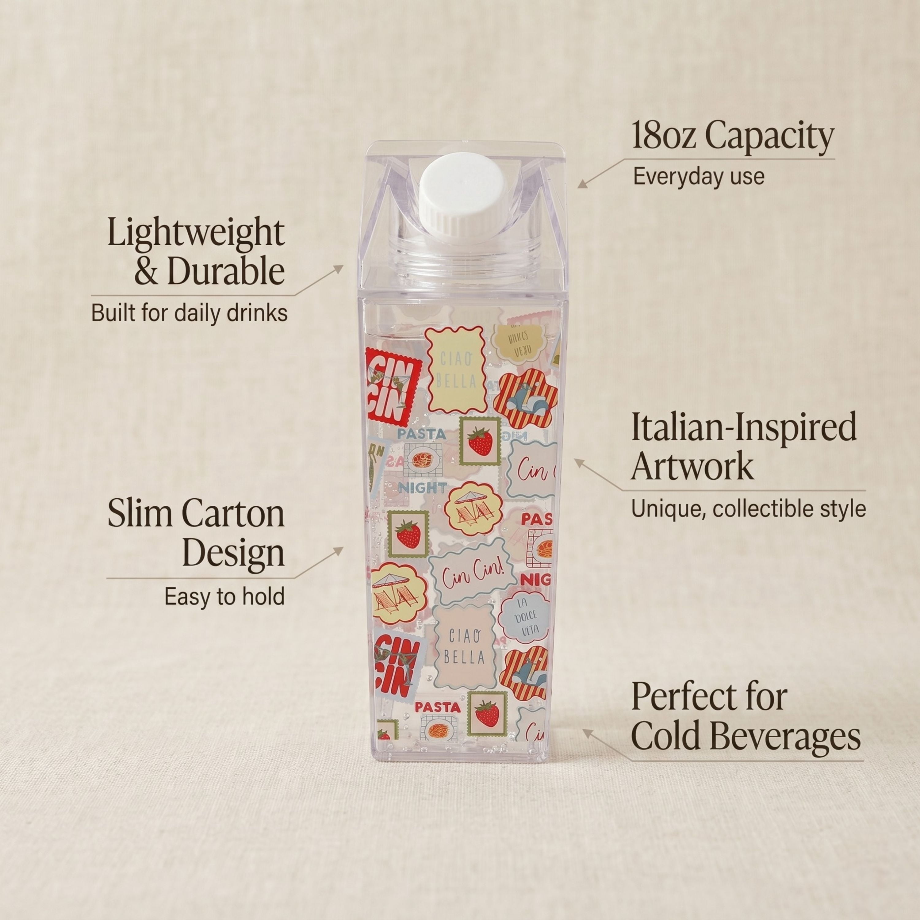 Just Feed Me by Jessie James Decker 2-Pack 18oz Carton-Style Tumbler Set, Strawberries and Stamps