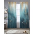 thumbnail image 2 of Turquoise Gold Geometric Sheer Curtains 84 Inch Length 2 Panels Set, Modern Abstract Oil Painting Voile Window Treatment Rod Pocket Curtains Sheers Drapes for Bedroom/Living Room/Kitchen 52"x84"x2, 2 of 7