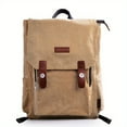 thumbnail image 3 of 1pc Men Women Unisex Vintage Canvas Backpack Rucksack, Double Shoulder Bag Travel Bag Camping Bag, Simple Khaki Backpack, Fashion Versatile Bag, Large-capacity Travel Bag, 3 of 5