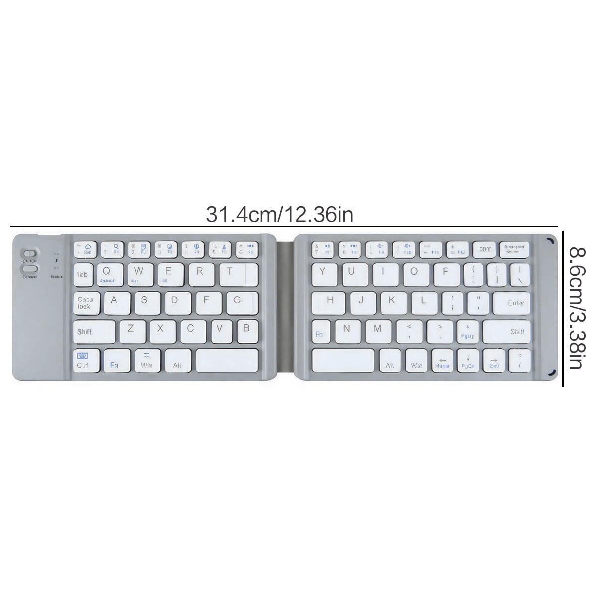 STONEGO Foldable Bluetooth Keyboard - Portable Wireless Rechargeable Ultra-thin Quiet Keyboard with Compact Folding Design and Built-in Battery, Universal for Tablets, Smartphones, Laptops