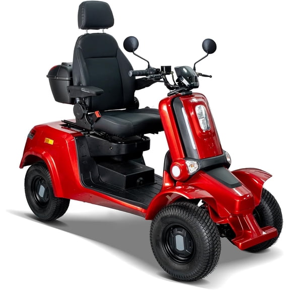 Heavy Duty 4 Wheel Mobility Scooters for Seniors & Adults, 1000W All Terrain Mobility Scooter, Powered Mobility Scooters with Removable Battery for 22 Miles Travel, 500lb Capacity, Red