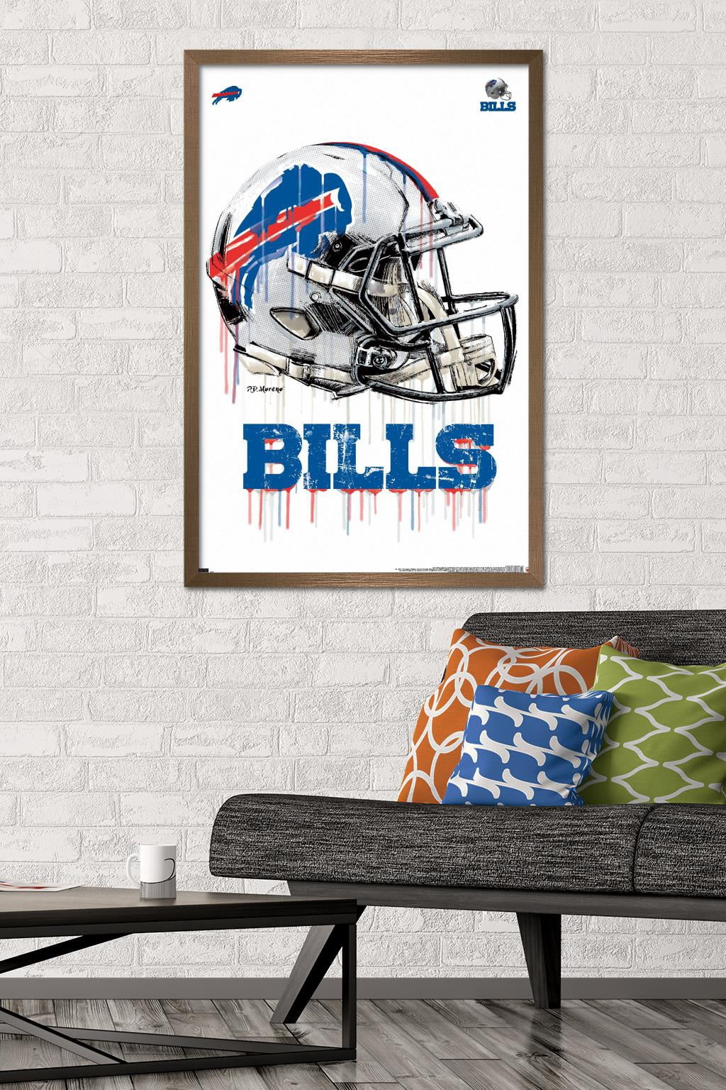 NFL Buffalo Bills - Drip Helmet 20 Wall Poster, 22.375" x 34", Framed