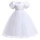 thumbnail image 1 of Vestido infantil Umfun de manga corta para niña, vestido de princesa con cola de flores, vestido formal de noche para baile, vestido de fiesta de cumpleaños elegante con mangas abullonadas, blanco,, 1 of 5