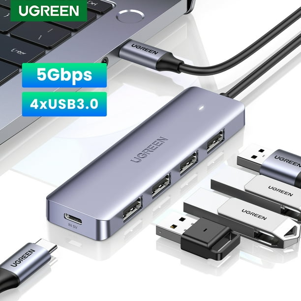 UGREEN USB 3.0 HUB, Ultra-Slim USB Data HUB, Powered USB C to USB 3.0 HUB with Charging Port USB Splitter for Mac iPad Pro, Chromebook, Dell XPS, Samsung, and More