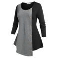thumbnail image 1 of Camiseta Irregular con Botones de Talla Grande Rosegal  Mangas largas de talla grande, 1 of 5