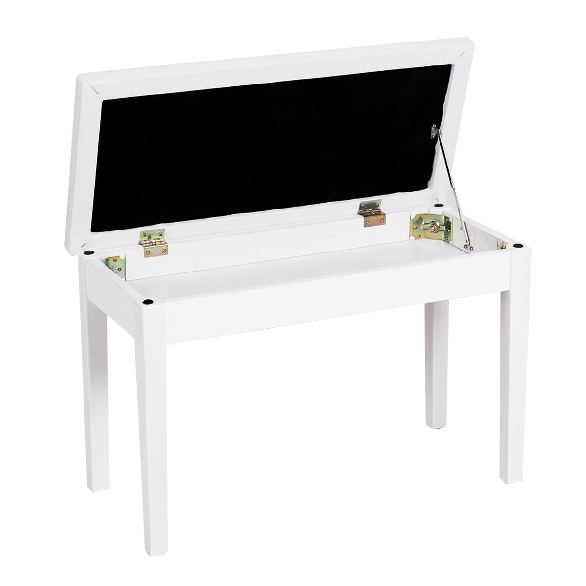 Giantex Piano Bench w/Seat Storage Cabinets, PU Leather Piano Bench, Wooden Piano Stool w/Locking Hinge, Perfect for Pianist, Beginner, Home & Comercial Use, White