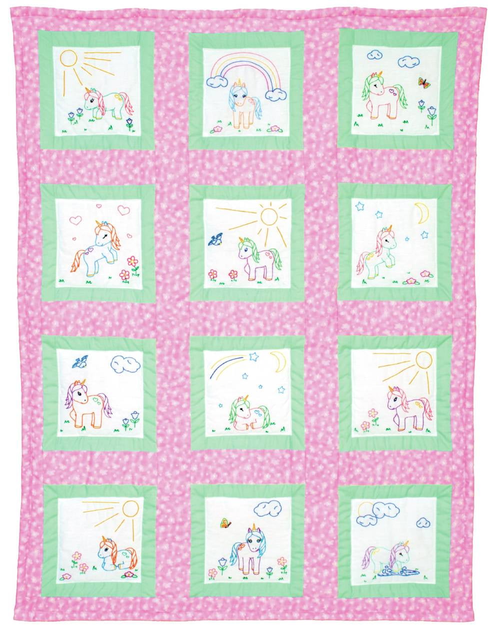 1 Jack Dempsey  Girls  Stamped Embroidery Nursery Quilt Blocks