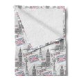 thumbnail image 2 of London Soft Flannel Fleece Throw Blanket, Historical Architecture Famous Landmark Big Ben Sketch with United Kingdom Flag, Cozy Plush for Indoor and Outdoor Use, 50" x 60", Multicolor, by Ambesonne, 2 of 5