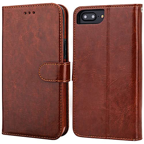 Krimpen voordeel Veilig Bocasal iPhone 8 Plus iPhone 7 Plus Wallet Case with Card Holder PU Leather  Kickstand Shockproof Protective Wrist Strap Flip Cover for iPhone 7/8 Plus  5.5 inch (Brown) - Walmart.com