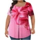 thumbnail image 2 of Puntoco Liquidación de blusas cortas para mujer Blusa holgada de manga corta plisada con cuello grande y estampado para mujer L-5xl, 2 of 5