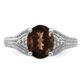 thumbnail image 5 of Sterling Silver Rhodium Oval Smoky Quartz & Diamond Ring, 5 of 5