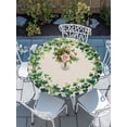 thumbnail image 2 of Round Tablecloth Watercolor Green Vine Elastic Edge Fitted Rustic Farmhouse Beige Plastic Table Cover,Waterproof Oil Proof for Dinner,Outdoor, Picnic, 55"- 60" DIA Tables, 2 of 8