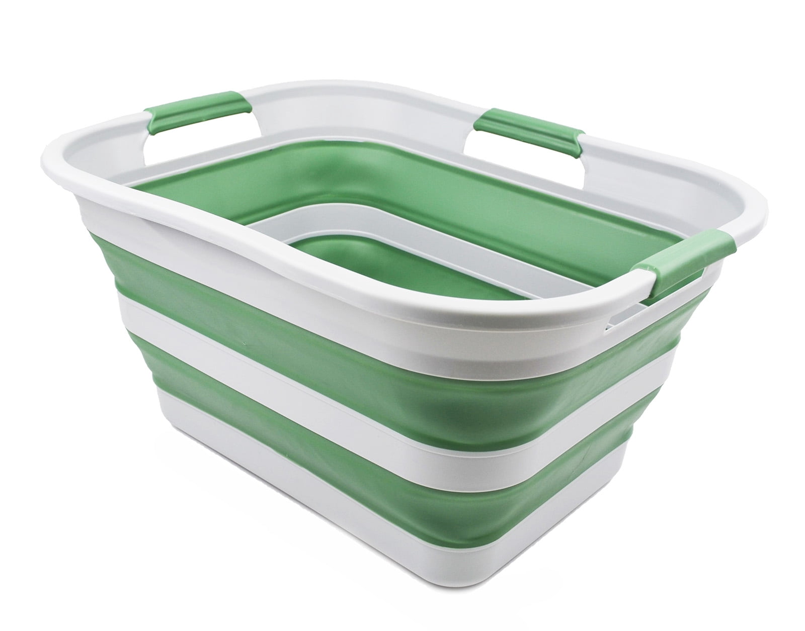 SAMMART 30L(8 gallon) Collapsible Plastic Laundry Basket - Foldable Pop Up Storage Container/Organizer - Space Saving Hamper/Basket - Water Capacity 24L(6.3 gallon)