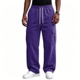 thumbnail image 2 of Baggy Sweatpants Men Open Bottom Joggers Lounge Pants Lightweight Drawstring Waist 4 Pockets Corduroy Loose Workout Athletic Jogger Wide Leg Casual Streetwear Fall Winter Fashion, 2 of 7