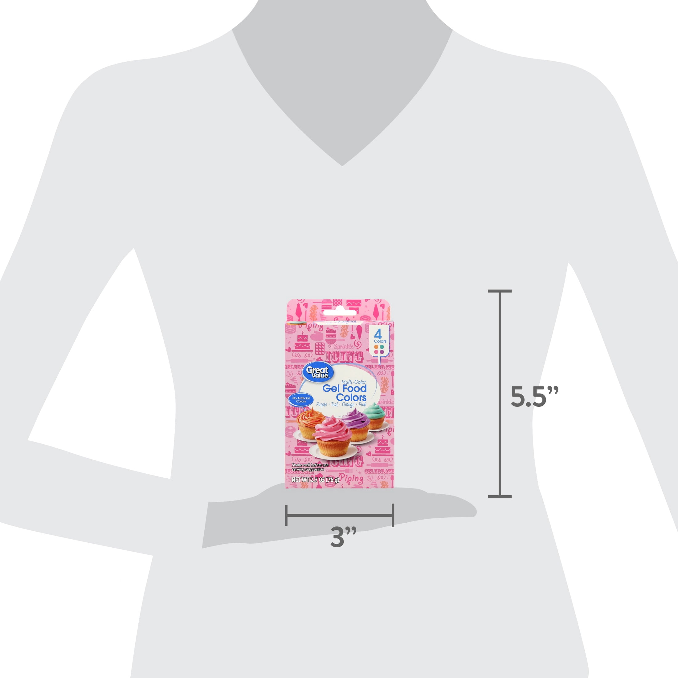 Great Value Gel Food Colors, Vibrant Multicolor, 2.7 oz