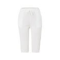 thumbnail image 4 of zicth White Linen Pants Women Fashion Solid Color Cotton Flax Elastic Long Pants Beach Leisure Trousers Shorts Casual Leggings Size L, 4 of 4