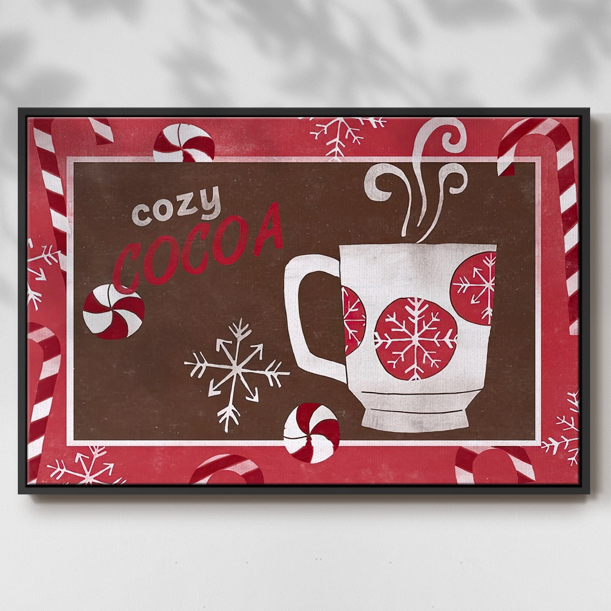 Cozy Cocoa Christmas Collection A - Framed Gallery Wrapped Holiday Canvas - 17 x 25 - Black Frame