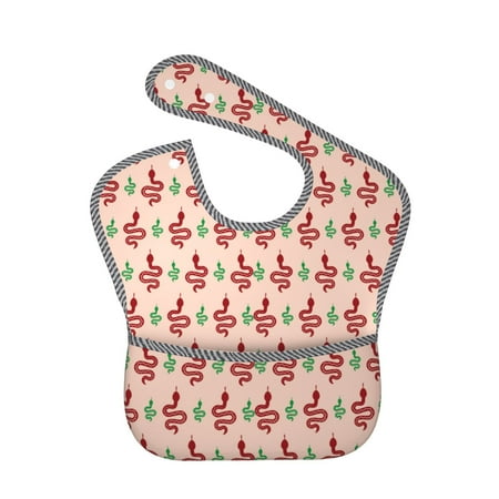 

Bingfone Mess-Proof Baby Bib - Waterproof Bib for Baby Boy or Girl with Food Catcher Pocket Unisex-Snake