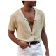 thumbnail image 1 of Blusa de Manga Corta de los Hombres Turndown Collar Botón Superior, Ligero Y Casual Mangas de Mano para los Hombres, 1 of 5