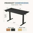 thumbnail image 3 of Aukfa 48" Electric Standing Desk, Adjustable Height Stand up Desk for Home Office, Black, 3 of 10