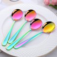 thumbnail image 2 of HZXC-Soup Spoon Set, 304 Stainless Steel Table spoon, 6.89 Inch Round Dessert Spoons, Dinner Spoon for Cereal, Porridge, Yogurt, Dishwasher Safe (6, Rainbow), 2 of 4