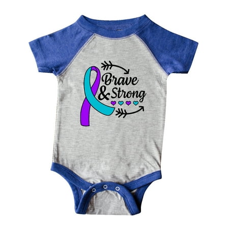 

Inktastic Suicide Prevention Awareness Brave and Strong with Arrows Gift Baby Boy or Baby Girl Bodysuit