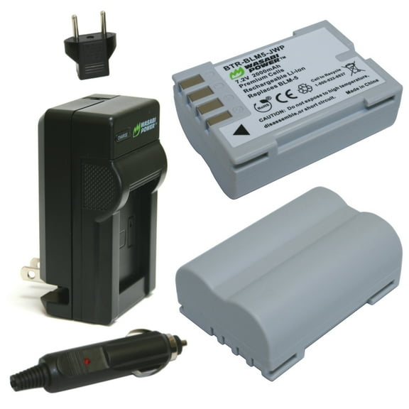 Wasabi Power Battery (2-Pack) & Charger for Olympus BLM-5, PS-BLM5 & BLM-1, BLM-01, PS-BLM1