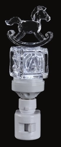 Roman 6.5" Icy Crystal LED Lighted Baby Block Rocking Horse Night Light