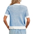 thumbnail image 4 of LANGWYQU Short Sleeved Women Crewneck Casual Button Cardigan Knit Crop Tops, 4 of 5