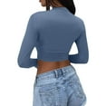 thumbnail image 5 of LISTHA Cropped Workout Tops for Women Long Sleeve Going Out Slim Fit Crew Neck Tees Workout Tight Y2k Shirt Long Sleeve_Royal Blue S, 5 of 8