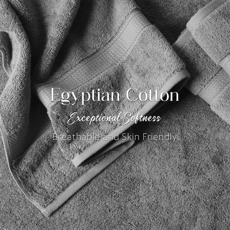 Superior 800 GSM Egyptian Cotton Heavyweight Bath Towel Set of 2, Charcoal