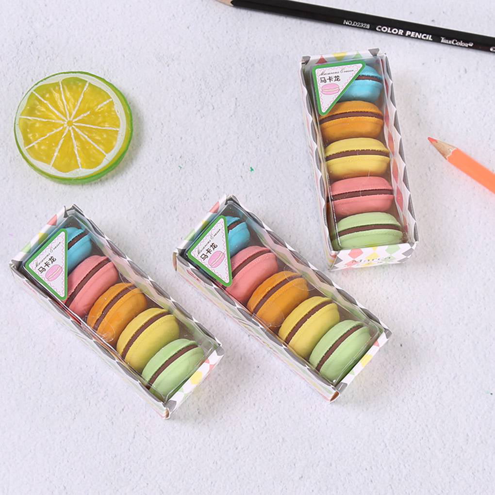 5pcs/lot Candy Color Macaroon Eraser Student Artist School Supplies Soft Rubb 