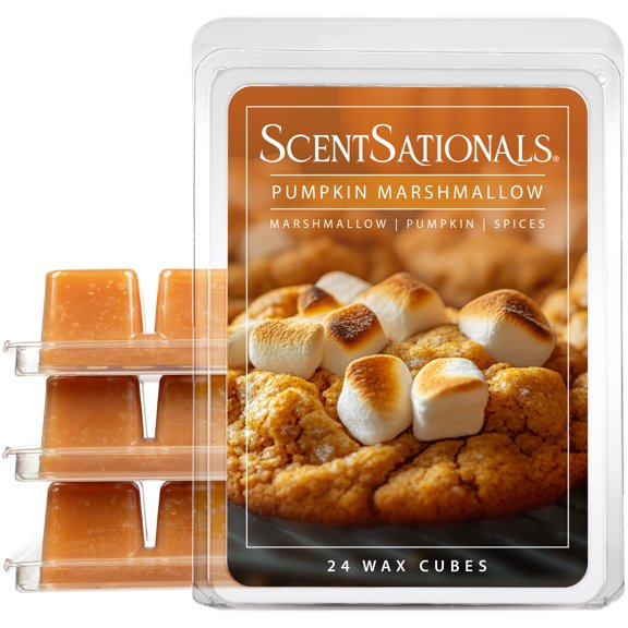 Scentsationals Wax Melts, Wax Cubes Strong Scent - Pumpkin Spice Marshmallow Cream - Long Lasting Scented Wax Melts for Warmer, 10oz (24-Cubes)